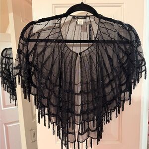 RSVP Black Beaded Mesh Capelet